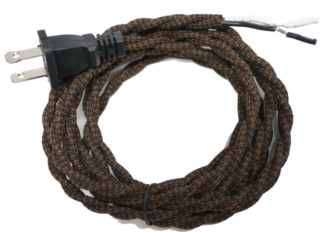 Twisted Rayon Cloth Covered Electric Lamp Cord with Polarized Male End Plug