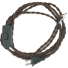 Switched Twisted Rayon Cloth Covered Electric Lamp Cord with Polarized End Plug, Switch, and Stripped Ends Ready for Wiring 8 feet Long