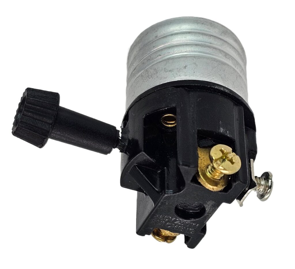 3-Terminal E26 Medium Base Socket Interior with Turn Knob
