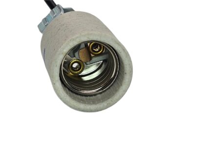 Intermediate Base E17 Keyless Porcelain Light Socket – Unglazed, 75W 250V, 8-Inch AWM Leads, 1/8 IP Hickey – DIY Lamp Holder for Lighting Fixtures & Retro Projects