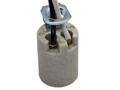 Intermediate Base E17 Keyless Porcelain Light Socket – Unglazed, 75W 250V, 8-Inch AWM Leads, 1/8 IP Hickey – DIY Lamp Holder for Lighting Fixtures & Retro Projects