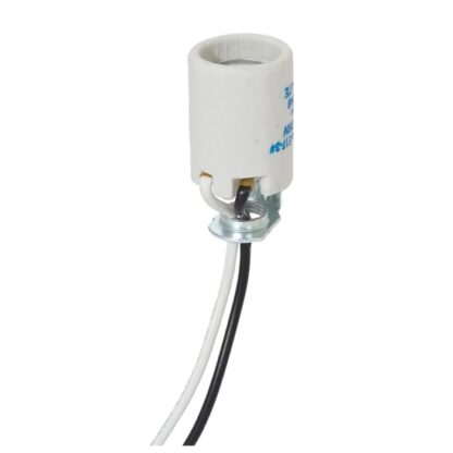 Intermediate Base E17 Keyless Porcelain Light Socket – Unglazed, 75W 250V, 8-Inch AWM Leads, 1/8 IP Hickey – DIY Lamp Holder for Lighting Fixtures & Retro Projects