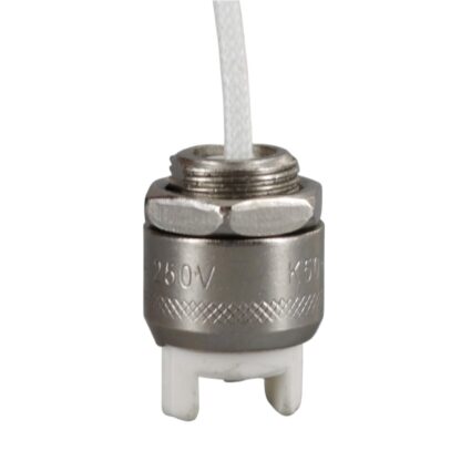 J-Type Halogen Socket with R7S Base – Includes 18" SF-1 Lead, Lock Nut, and Threaded Base – Ideal for J-Type Bulbs in Various Lighting Fixtures R7S Base Socket